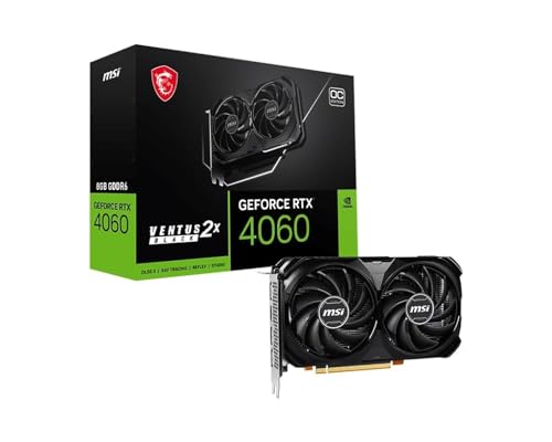 MSI GeForce RTX™ 4060 VENTUS 2X BLACK 8G OC Graphics Card - NVIDIA RTX 4060, 8GB GDDR6 Memory, 18Gbps, PCIe 4.0, DLSS3