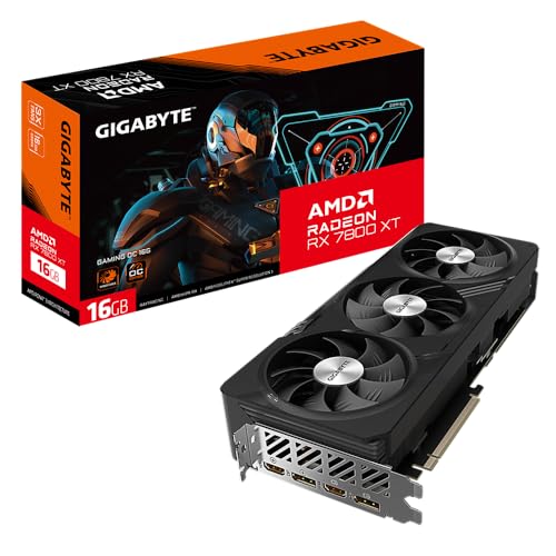 Gigabyte Graphics Card Radeon RX 7800 XT Gaming OC 16 GB - 16 GB GDDR6 256-bit, Windforce Cooling System, Metal Backplate, DP 2.1, HDMI 2.1, AMD RDNA 3 Architecture,